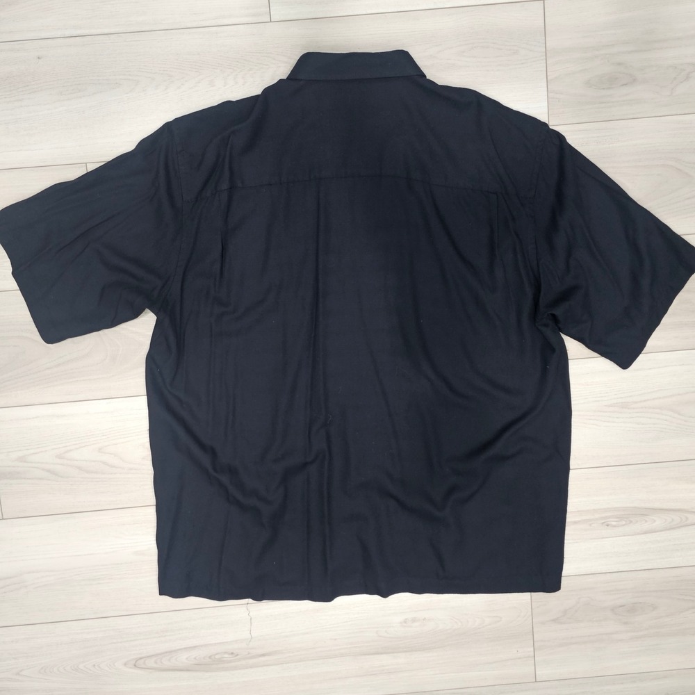 Van Heusen‎ Mens XXL 2XL Black Button Down Short Sleeve Colorblock Bowling Shirt - Picture 5 of 5